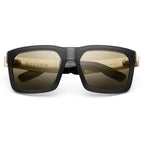 Giving Sunglasses in Polished Black and Brushed Aluminum | Grey Lens