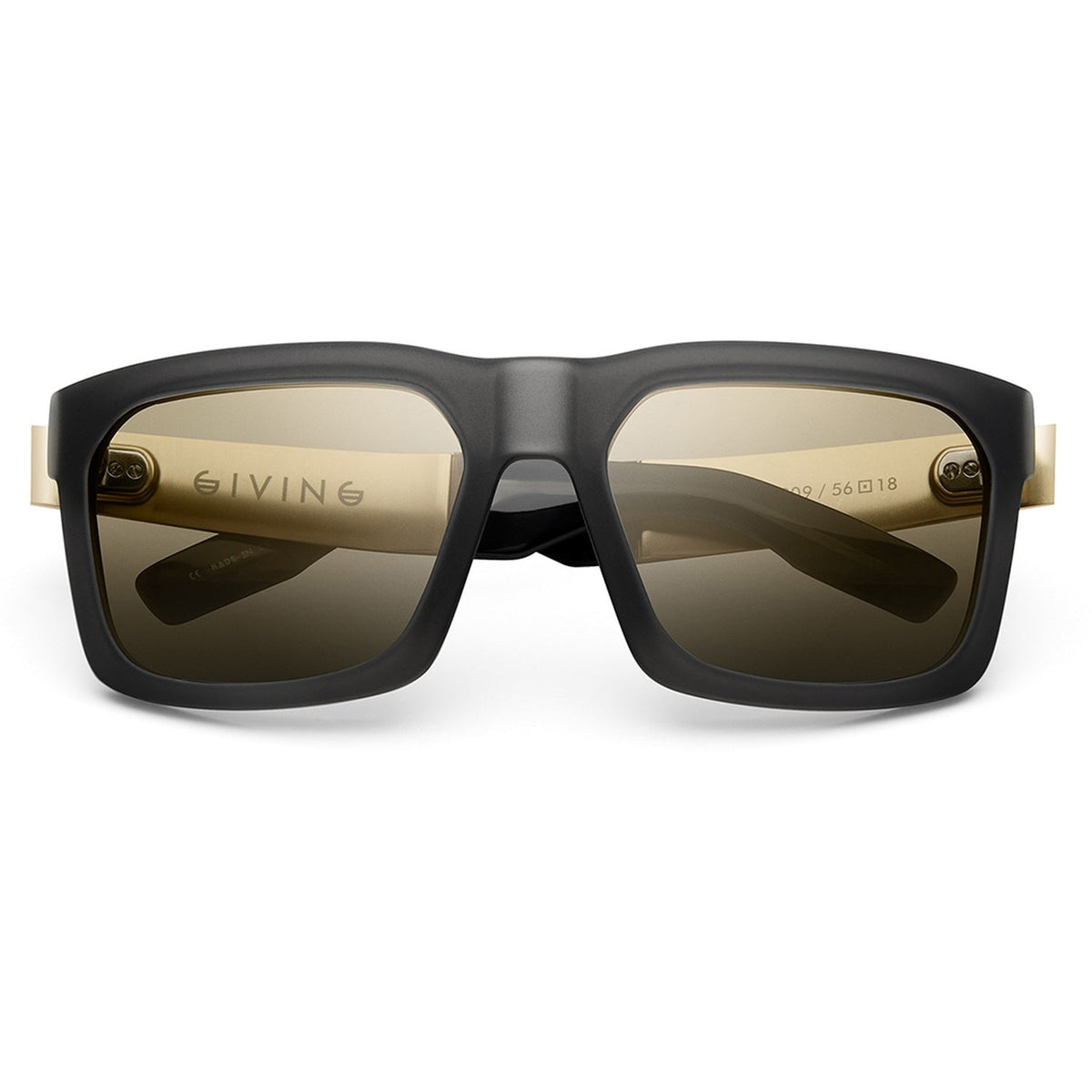 Giving Sunglasses in Polished Black and Brushed Aluminum | Grey Lens