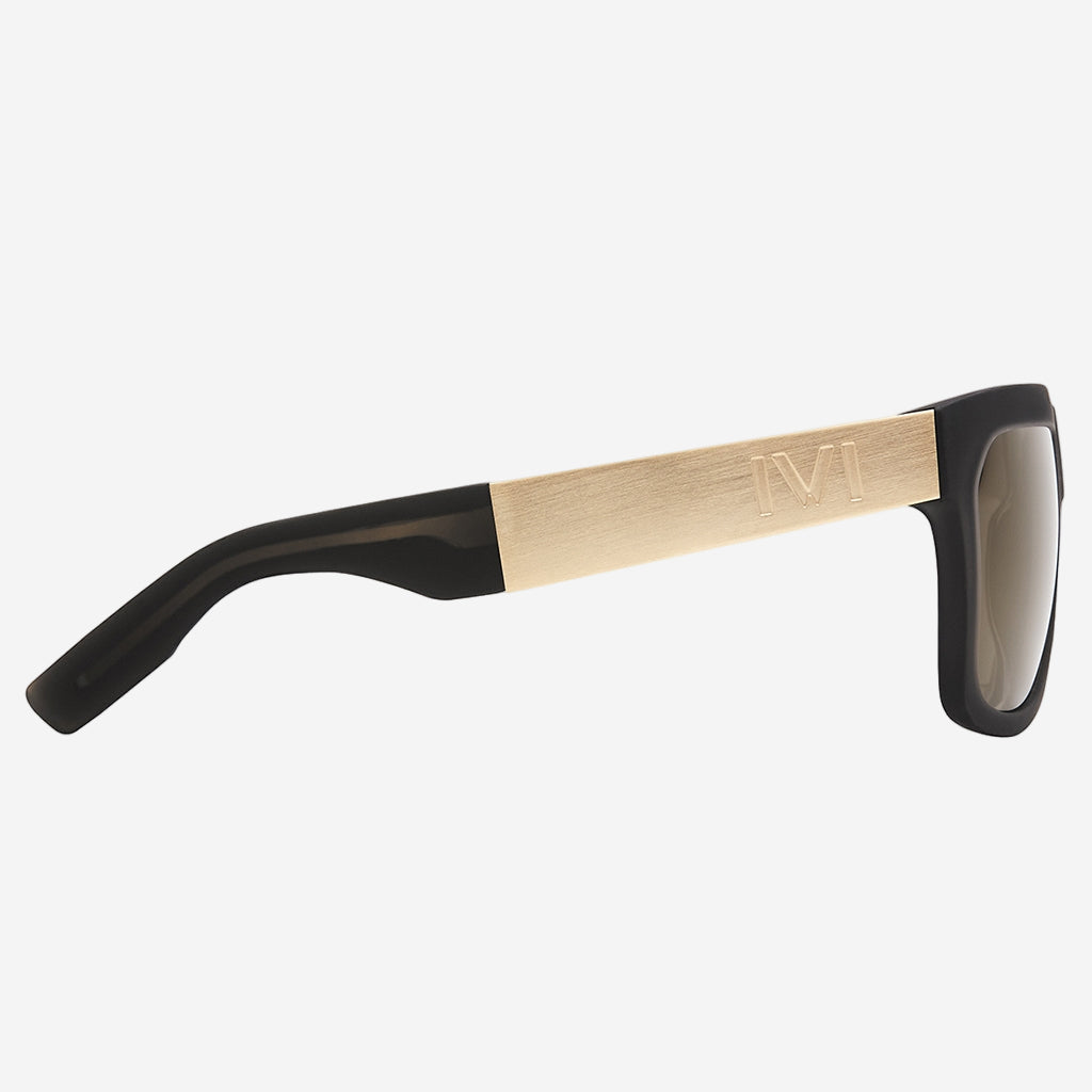 Giving Sunglasses in Matte Grey and Translucent Brushed Gold | Gold Flash Lens