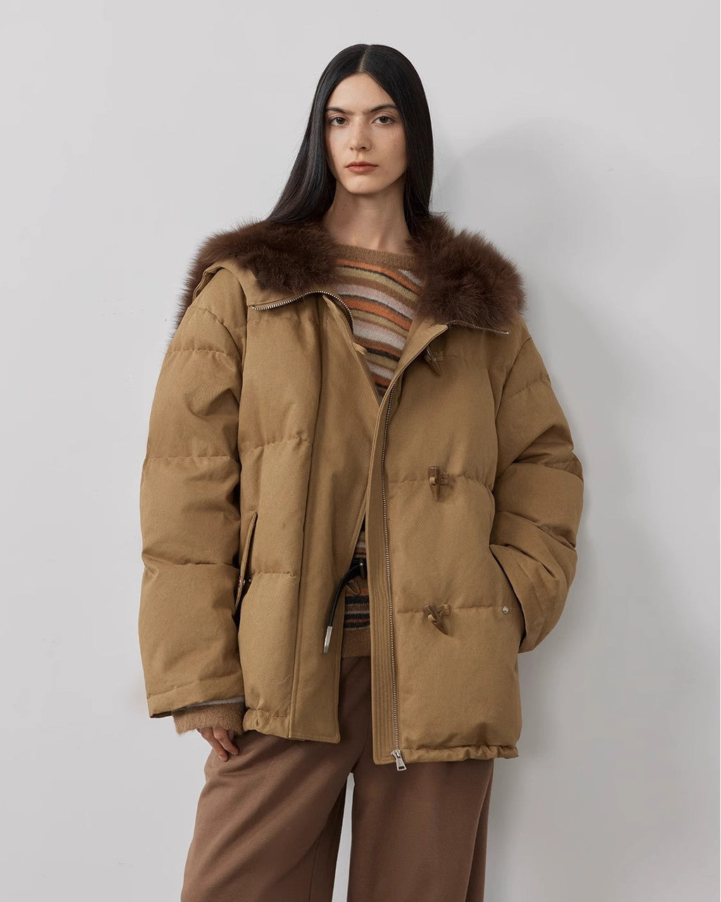 Fireladyfur Women's Down Parka with Fox Fur 'Street Badge'