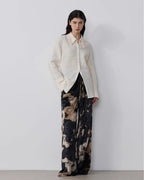 "Art Bubble" Retro Embossed Bubble Cotton Satin Stitching Long-Sleeved Shirt