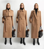 Alpaca Wool Coat with Detachable Cape ‘Elegant Silhouette’