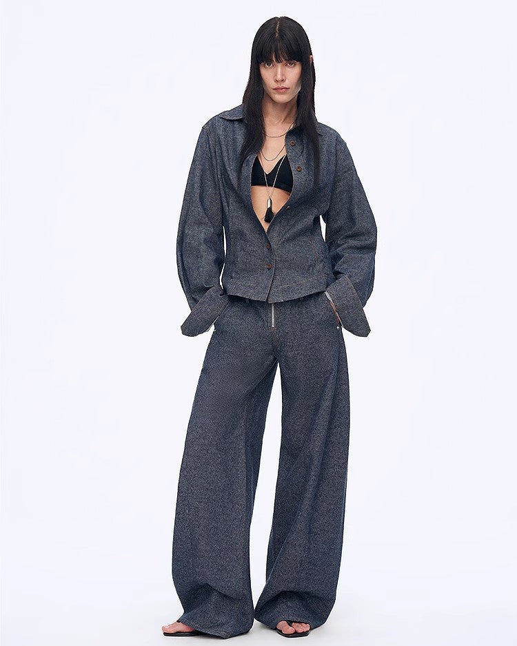 Fireladyfur Women's Stand-Up Silhouette Double Waist Linen Trousers ‘Berlin Street’