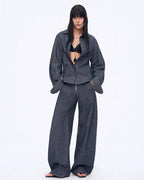 Fireladyfur Women's Stand-Up Silhouette Double Waist Linen Trousers ‘Berlin Street’