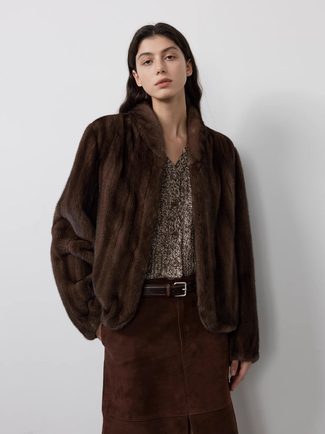Behind The Vintage Mink Stand Collar Short Fur Coat