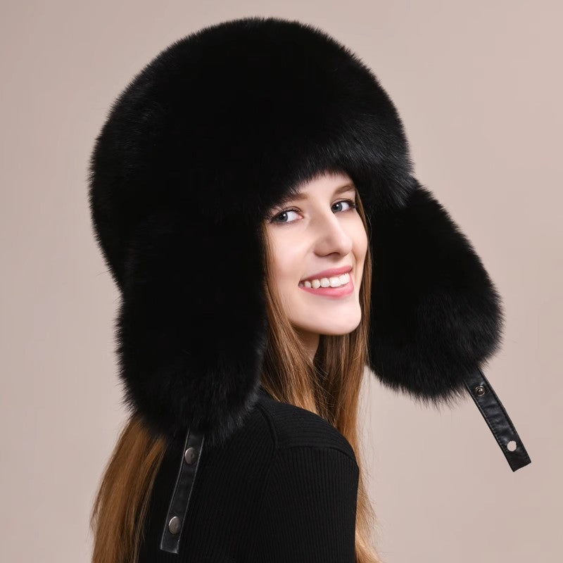 Fireladyfur Women's Solid Earmuffs Hat in a Classic Style