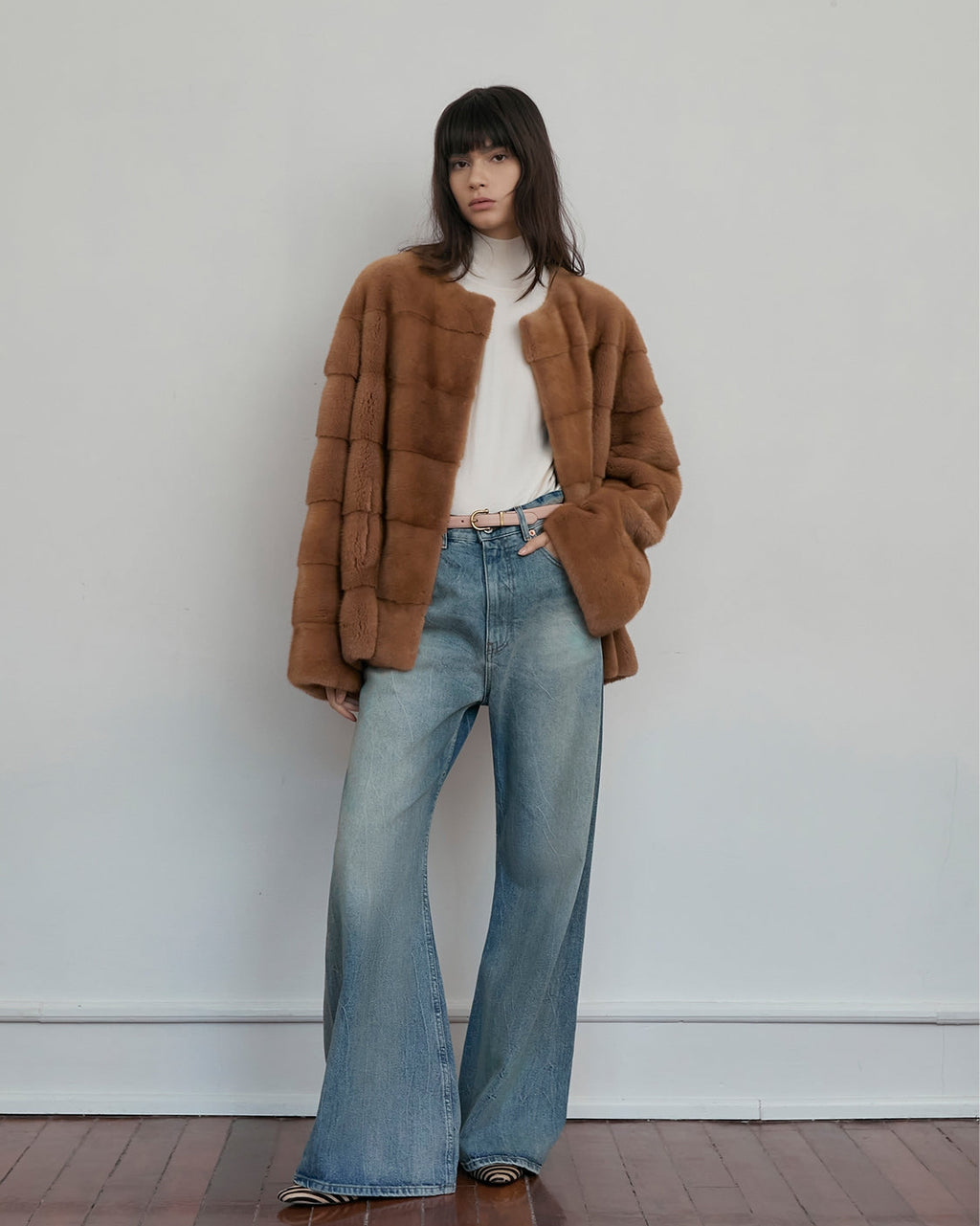 Vintage Clock Velvet Mink Fur Coat