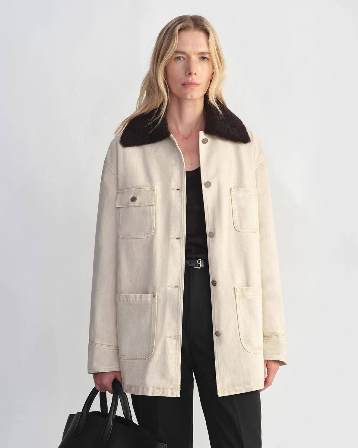 Fireladyfur Women's Goose Down Detroit Jacket with Merino Wool Collar