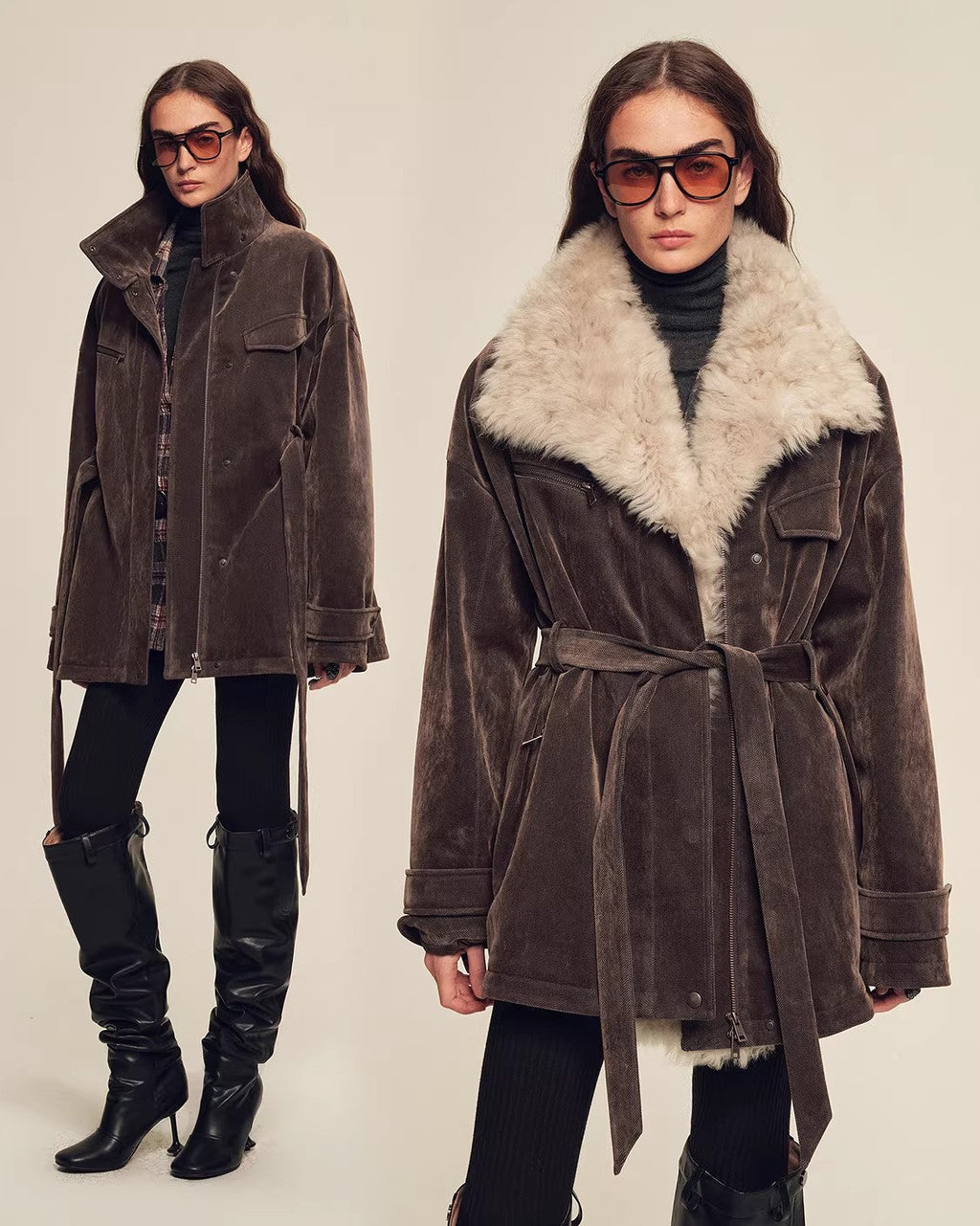 Women's Goose Down Parka with Detachable Toscana Shearling Collar ‘Glacier Traveler’