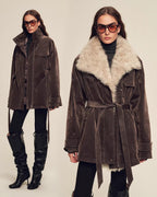 Women's Goose Down Parka with Detachable Toscana Shearling Collar ‘Glacier Traveler’