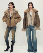 Cropped Fur Parka with Raccoon Fur Trim & Goose Down | Multi-Pocket Utility Style ‘Nordic Woods’