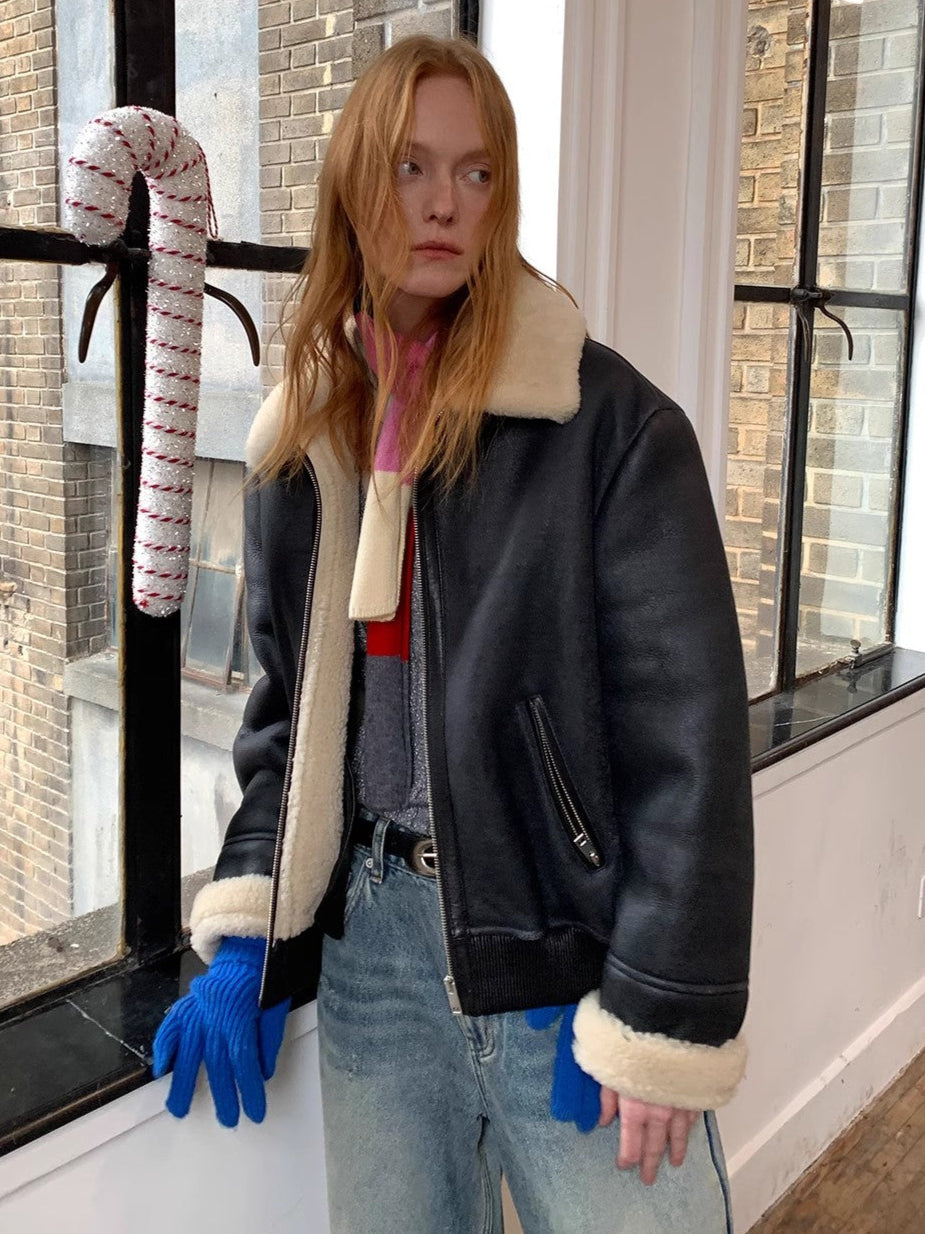 Speedy Flow Merino Sheepskin Biker Jacket