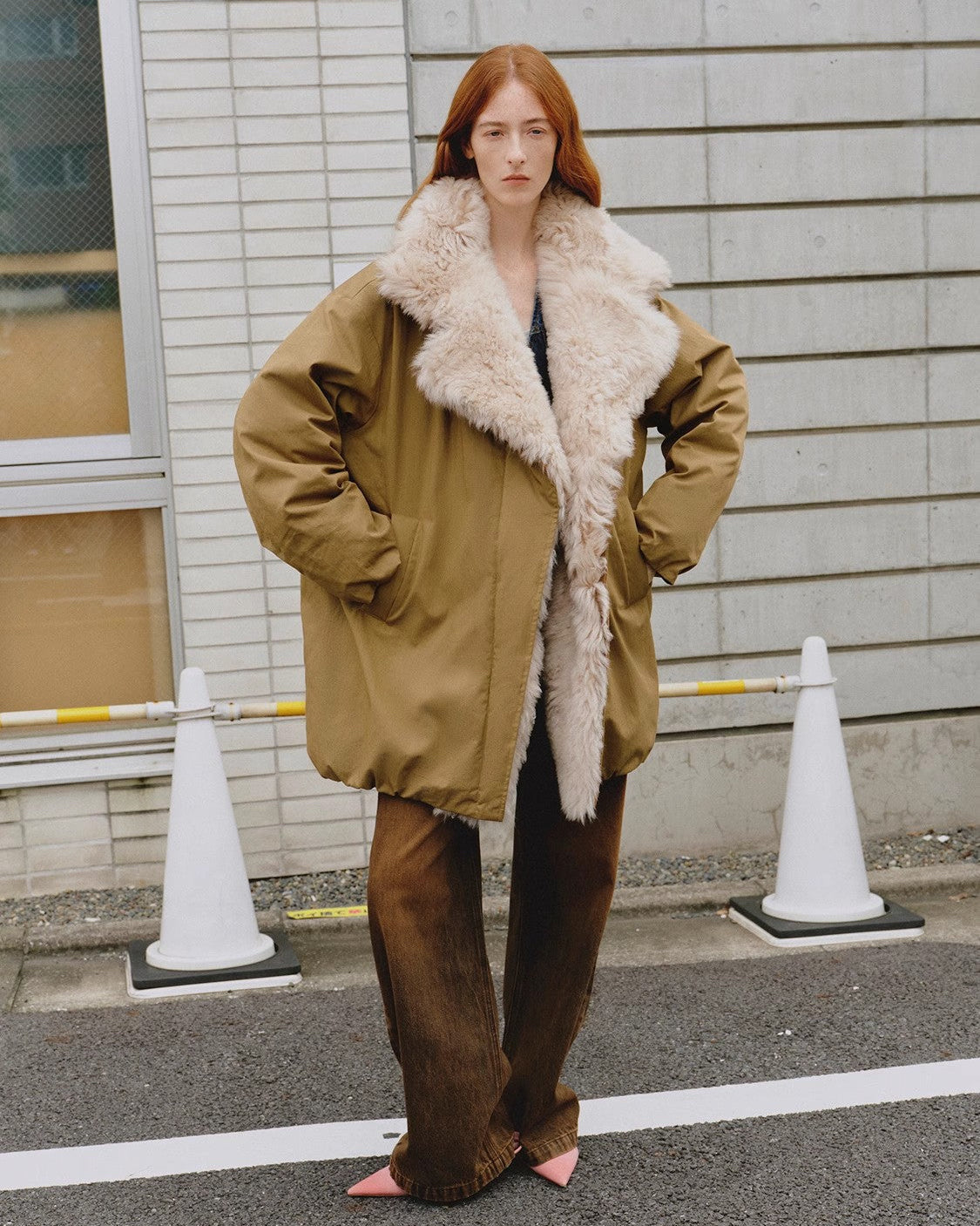 Fireladyfur Women's Winter Goose Down Coat with Tuscan Wool
