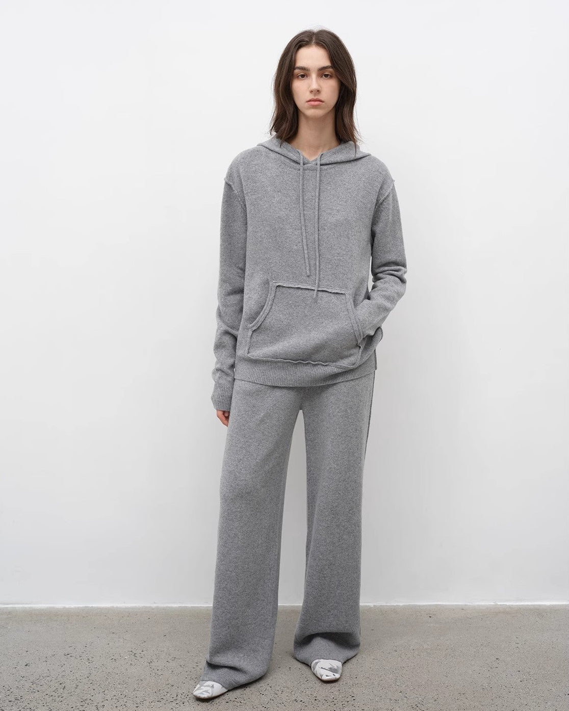 ‘Relaxed Encounter’ Wool Knit Hoodie and Straight-Leg Leisure Pants