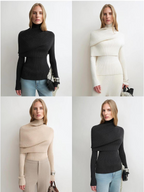 Merino Wool Turtleneck Sweater with Detachable Shawl | 2-Piece Knit Set 'Elegant Layers'