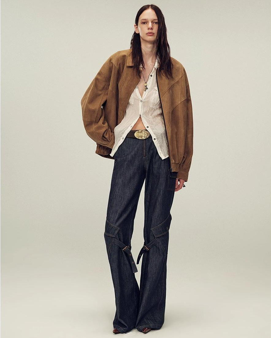 Fireladyfur Women's Top-Grain Sheepskin Leather/Suede Jacket