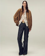 Fireladyfur Women's Top-Grain Sheepskin Leather/Suede Jacket