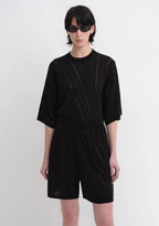 Customized Acetate Cotton Geometric Lines Knitted Suit | Black