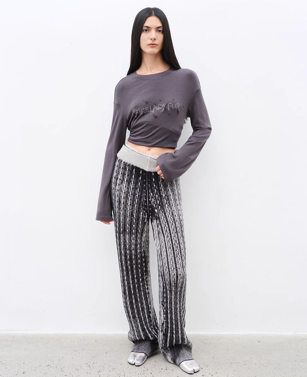 ‘Winter Date’ Knitted Straight Pants with Elastic Waistband