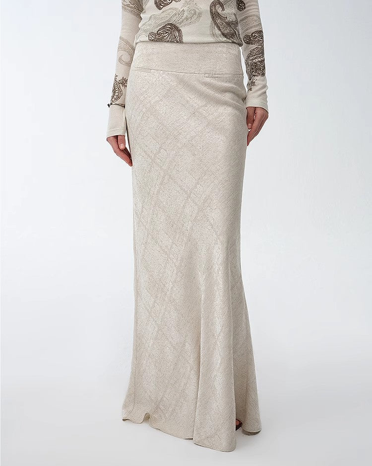 Retro Bias-Cut Linen Blended Straight Fishtail Maxi Skirt ‘Light and Breezy’