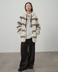 Fireladyfur Women's Lamb Wool Striped Jacket ‘Snowy New Year’