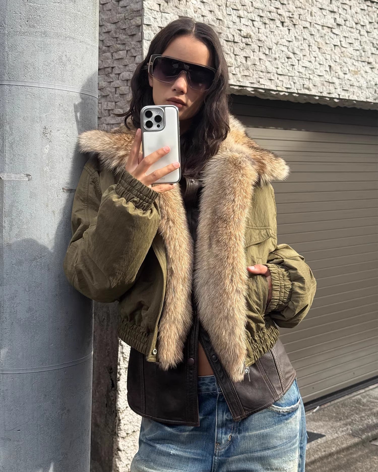 Multicolor Fur Collar Parka | Pilot Jacket Style ‘Serene Heat Island’