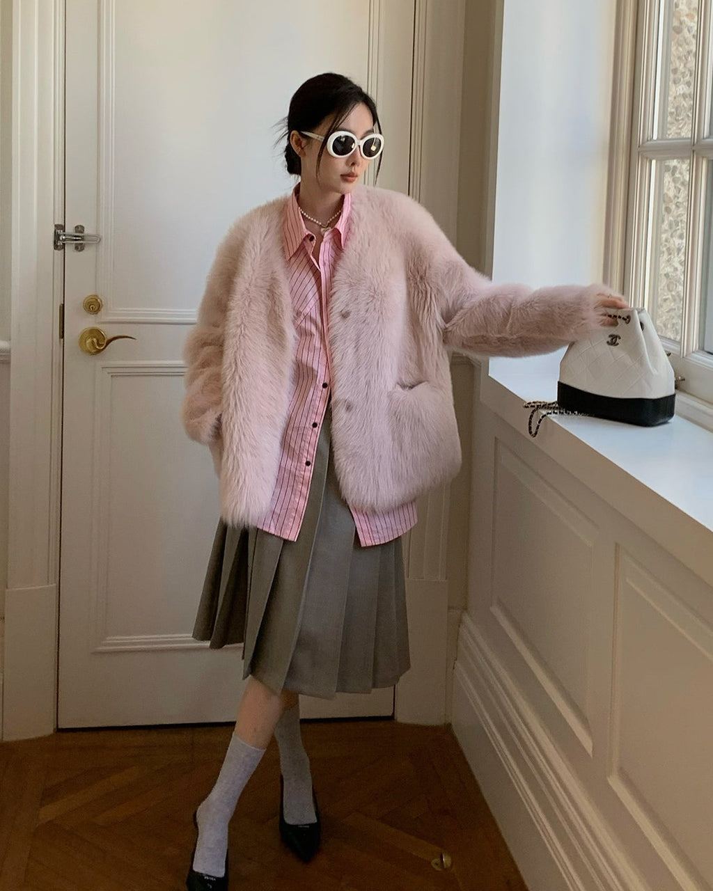 Fireladyfur Women's Pink Tuscan Sheepskin Coat 'Babylon Phantom Nights'