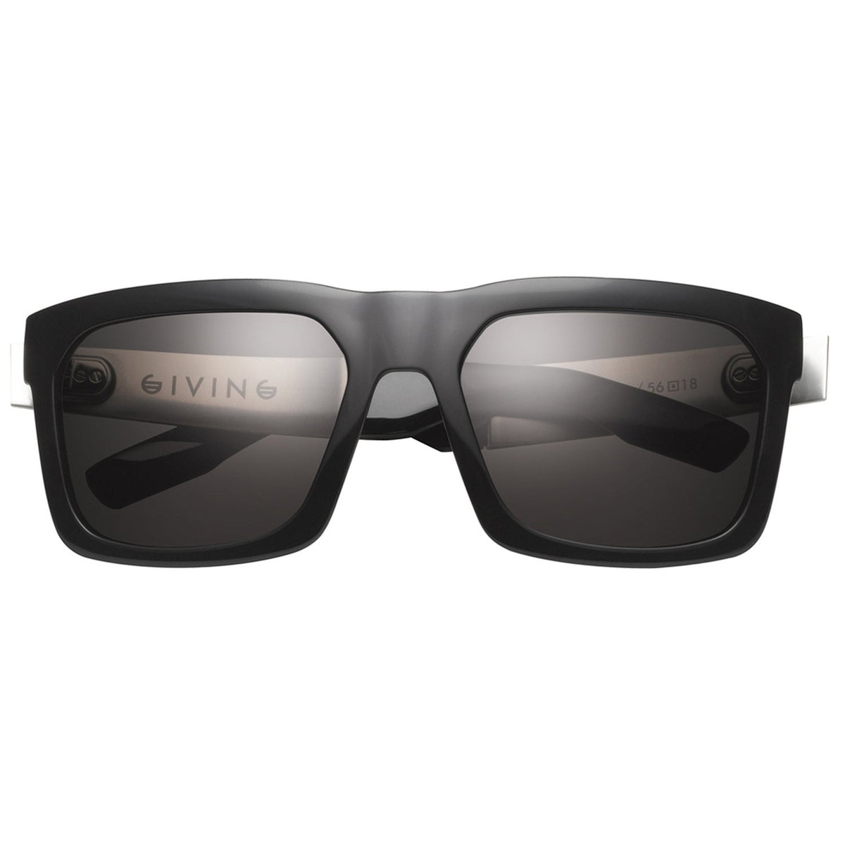 Giving Sunglasses in Polished Black and Brushed Aluminum | Grey Lens