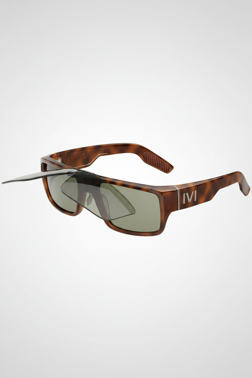IVI Living Sunglasses Polished Classic Tortoise | Green Grey Lens