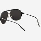 Division Sunglasses in Polished Black and Chrome | Grey Polarized