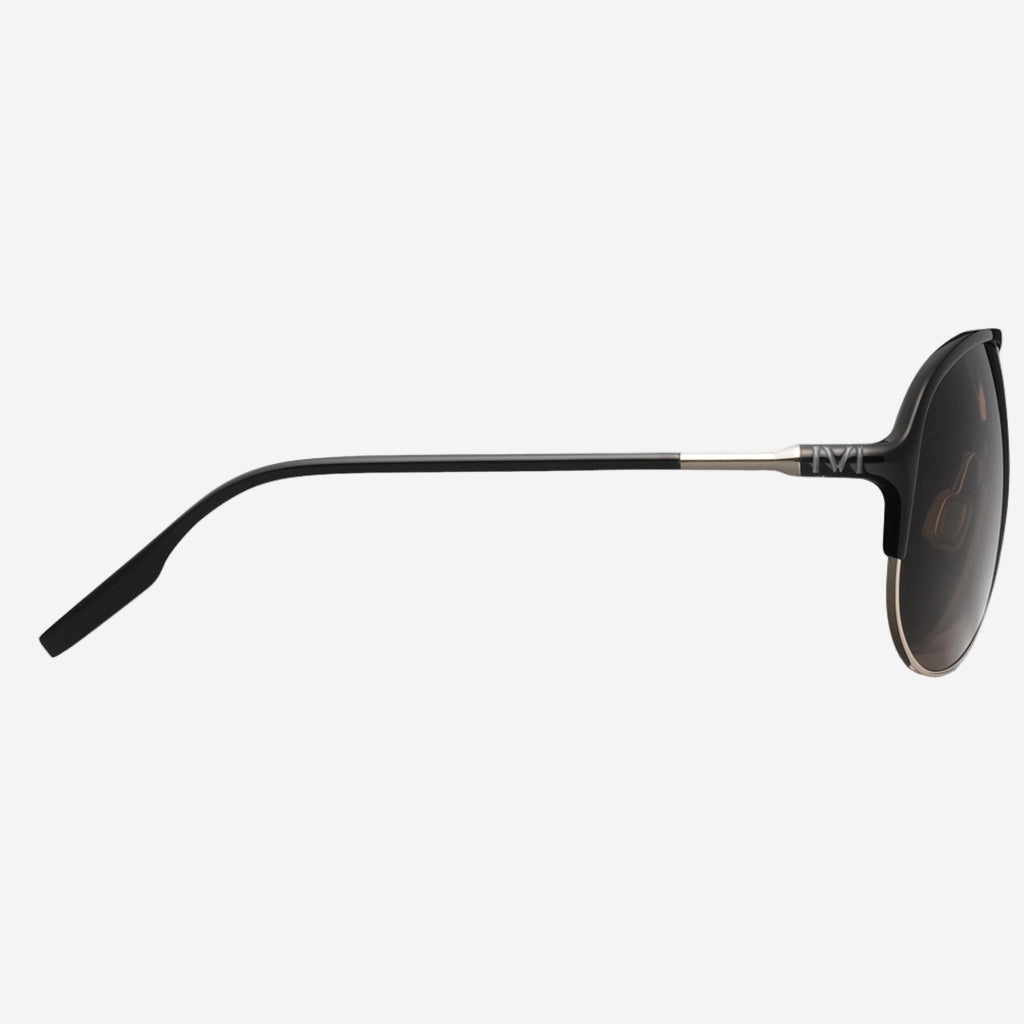 Division Sunglasses in Polished Black and Chrome | Grey Polarized