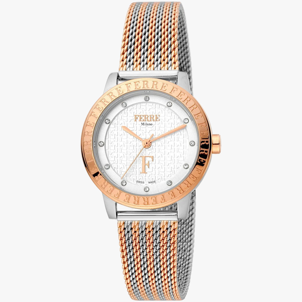 Ferre Milano Classic Watch | Women | Stainless Steel + White Dial