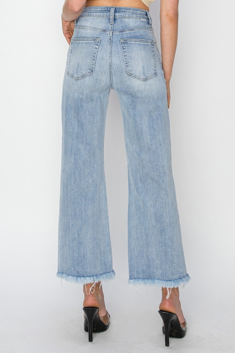 Crop Wide Fray Hem Jeans