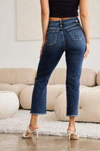 Crop Dylan Tummy Control Distressed High Waist Raw Hem Jeans