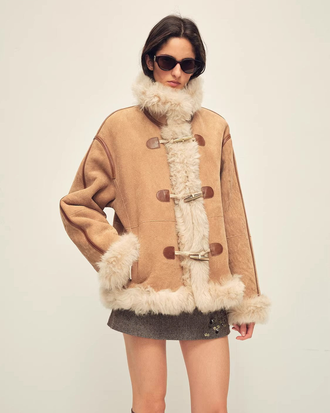 Shearling Coat | Merino Wool & Curly Toca Trim ‘Galaxy Gala’