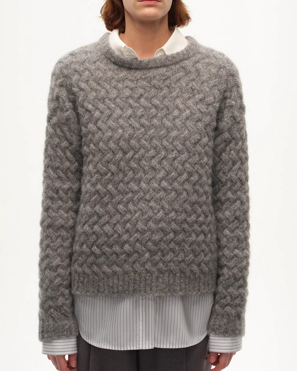 FF×JW Classic Mohair Pullover Sweater with Textured Knit