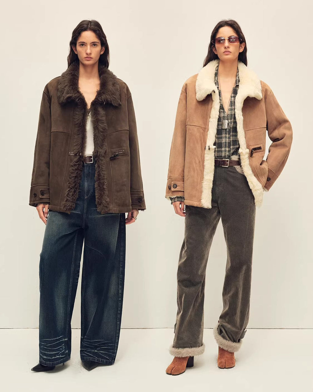 Firelady Fur Shearling Jacket with Italian Tuscan Curly Wool Suede Collar ‘Glam Belle’