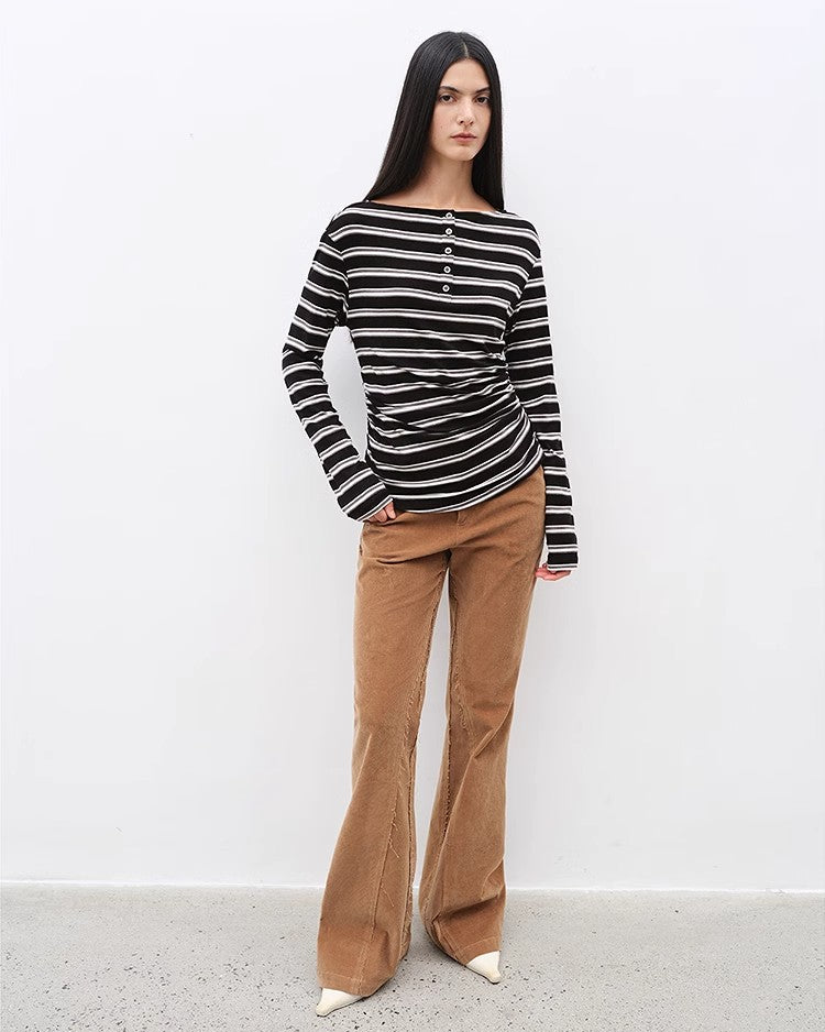 'Road to Extraordinary' Versatile Slim Corduroy Flared Trousers