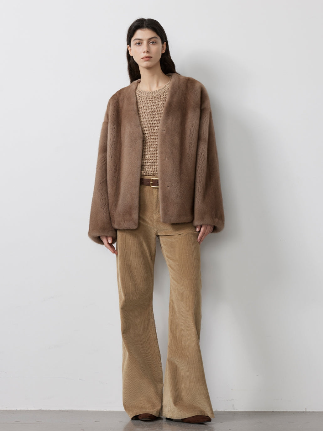 Louvre Mink V-Neck Jacket