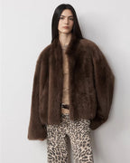 Fireladyfur Drop Shoulder Stand Collar Sheepskin Coat ‘Practical Wearism’