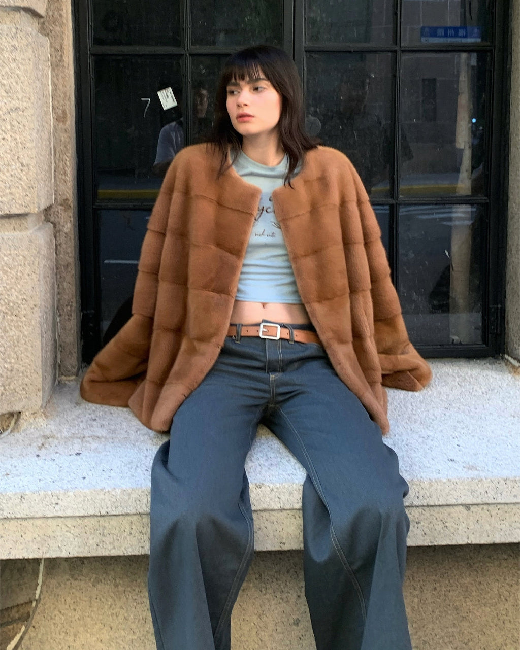 Vintage Clock Velvet Mink Fur Coat