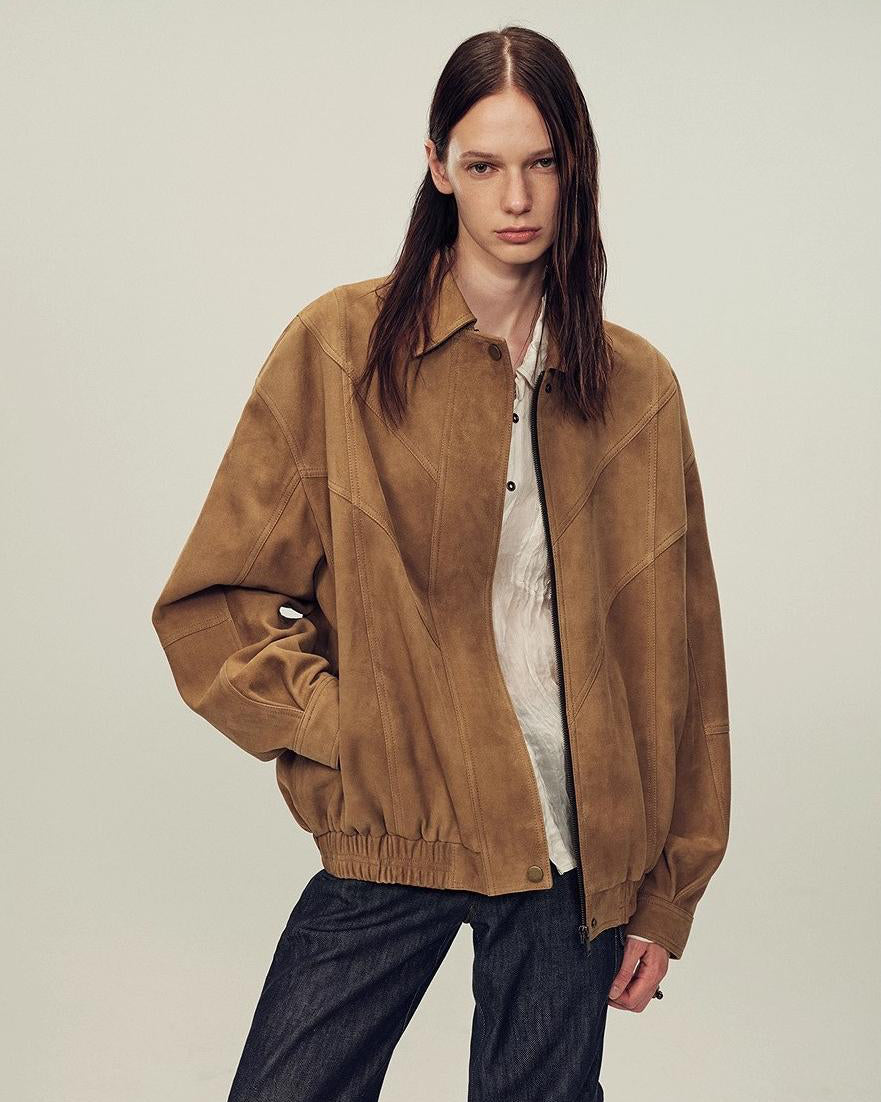 Fireladyfur Women's Top-Grain Sheepskin Leather/Suede Jacket