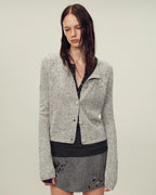 Original Heavy Paisley Embroidery Alpaca Blend Knitted Cardigan