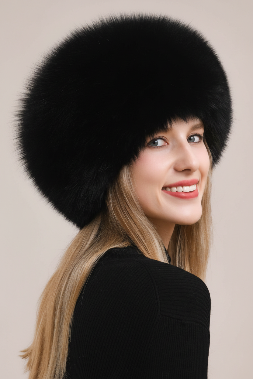 Fireladyfur Luxurious Fox Fur Hat and Earmuff Combination