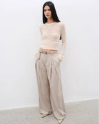 ‘City Stroll’ Relaxed Wool-Blend Double-Pleated Wide-Leg Trousers
