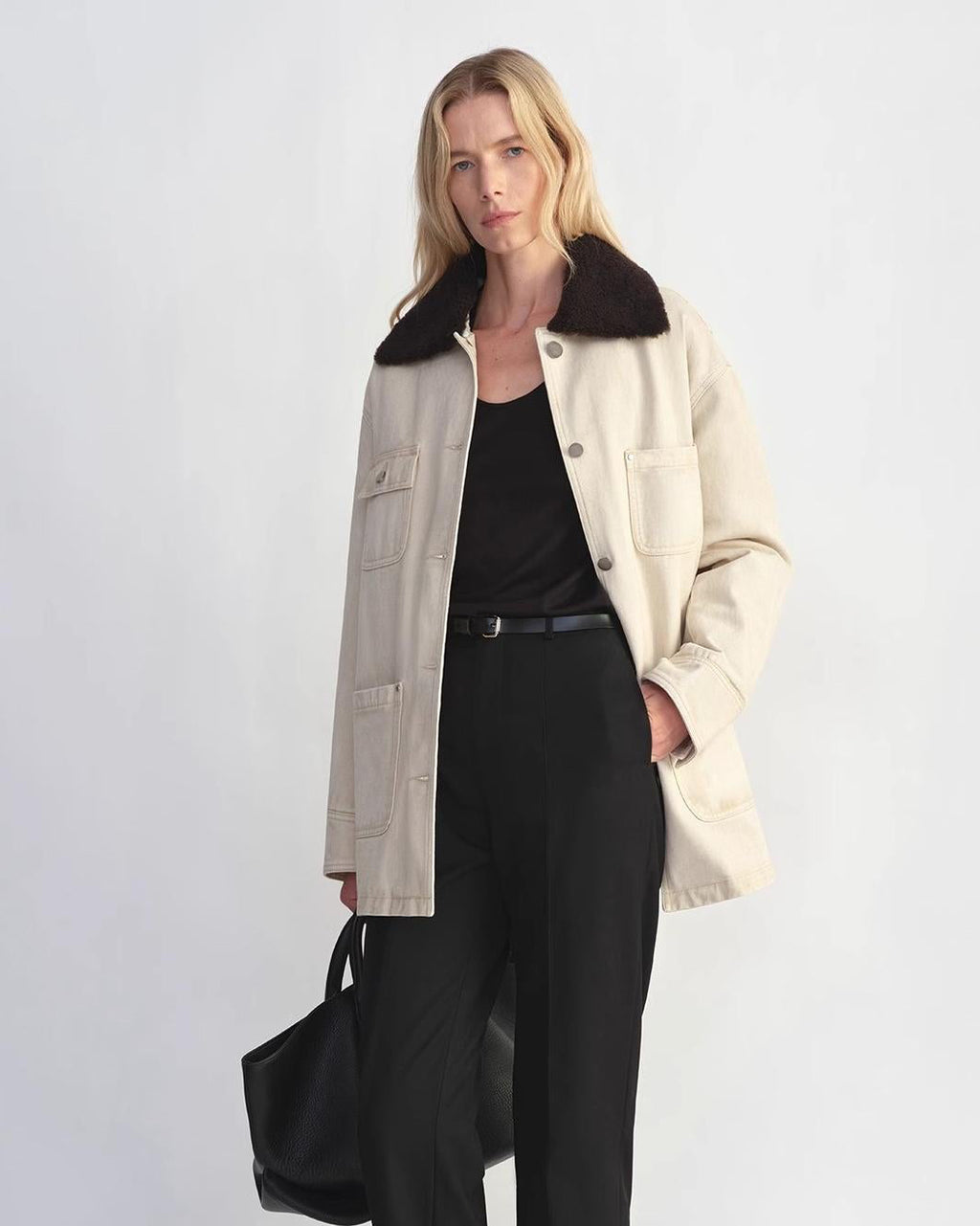 Fireladyfur Women's Goose Down Detroit Jacket with Merino Wool Collar