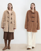 Fireladyfur Women's Faux Leather Shearling Jacket Curly Style