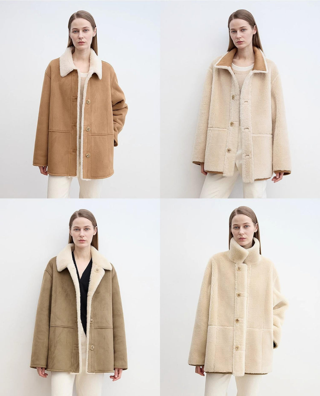 Fireladyfur Women's Faux Leather Shearling Jacket