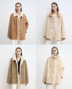 Fireladyfur Women's Faux Leather Shearling Jacket