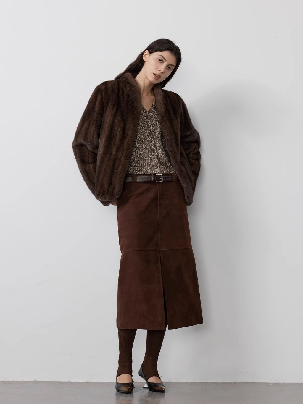 Behind The Vintage Mink Stand Collar Short Fur Coat